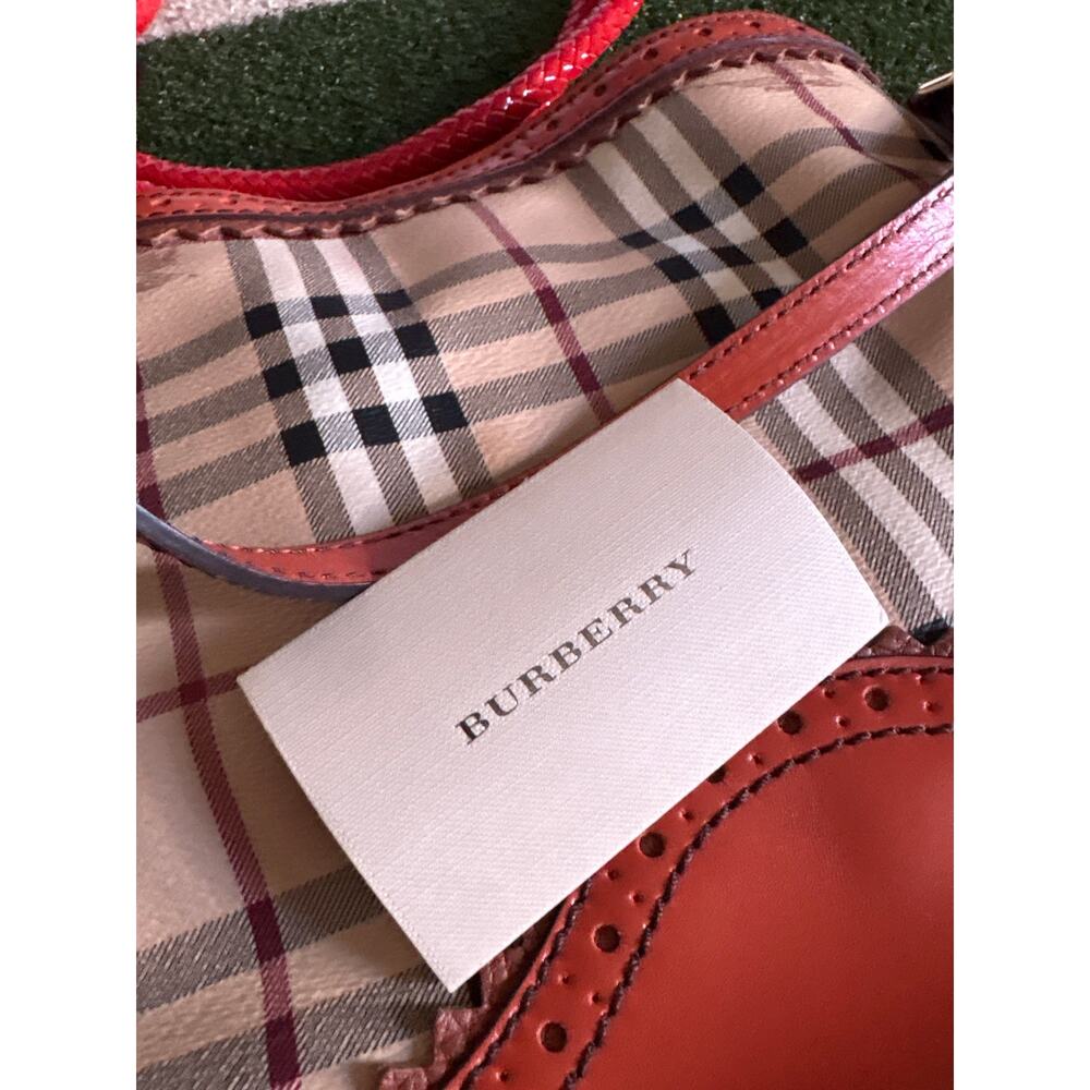 Burberry Haymarket Check Coated Canvas Crossbody Shoulder Bag Orange - Picture 8 of 12